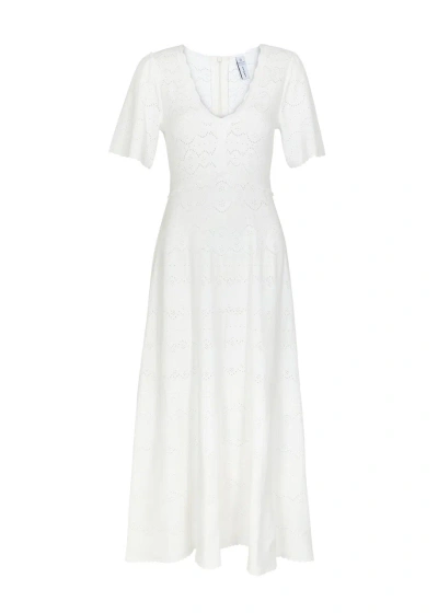 Needle & Thread Pointelle-knit Midi Dress In Cream