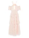 Needle & Thread Adeline Off-shoulder Ankle Gown In Neutral