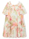 Needle & Thread Primrose-print Chiffon Flared Dress In White