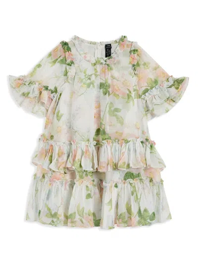 Needle & Thread Kids' Printed Ruffled Dress In Neutrals