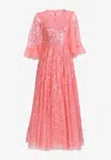 Needle & Thread Raindrop Sequins-embellished Gown In Pink