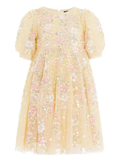 Needle & Thread Kids' Ruffle Lace Dress In Yellow
