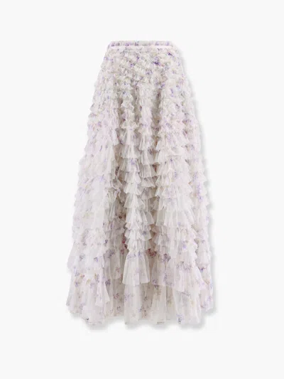 Needle & Thread Ruffled Tulle Long Skirt In White