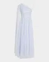 Needle & Thread Scatter Dot One-shoulder Sequin Ankle Gown In Blue