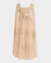 Needle & Thread Scatter Dot Sequin Tulle Ankle Gown In Beige