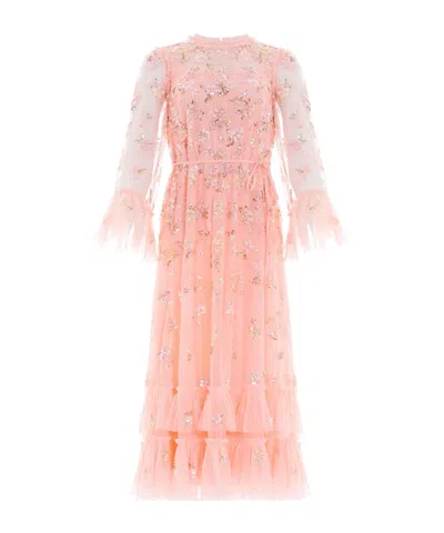 Needle & Thread Sequin Bloom Tulle Midi Dress In Pink