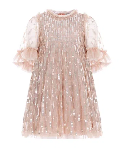 Needle & Thread Sequin Dash Tulle Dress In Nude