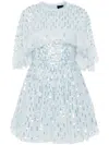 Needle & Thread Sequin-embellished Cape Mini Dress In Blue