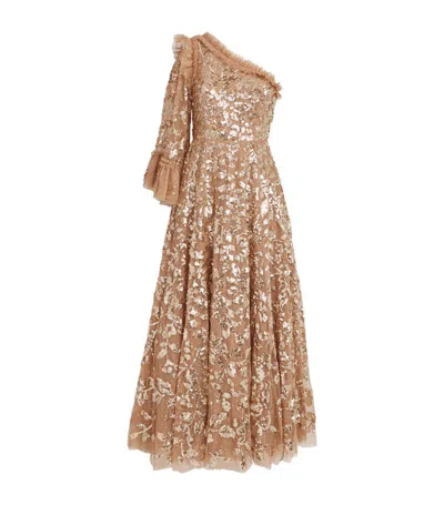 slim fit dress slacks Needle & Thread Girls Raindrop Sequin Dress in Yellow