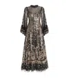 Needle & Thread Womens Graphite Caramel Fern Sequin-embellishment Recycled-polyester Maxi Dress In Grey
