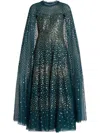 Needle & Thread Sequined Cape Dress In 绿色