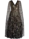 Needle & Thread Sequined Cape Dress In 黑色