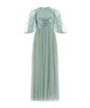 Needle & Thread Sequined Short-sleeved Dress In Green