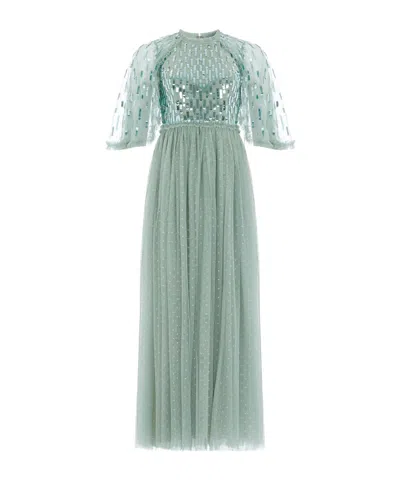 Needle & Thread Sequined Short-sleeved Dress In Green