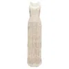Needle & Thread Sequins Beads Embellished Overlay Long Gown In Brown