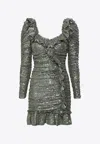 Needle & Thread Sunbeam Ruched Mini Dress In Olive
