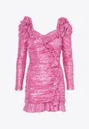 Needle & Thread Sunbeam Ruched Mini Dress In Pink