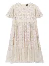 Needle & Thread Posy Pirouette Floral-embroidered Dress In Neutrals