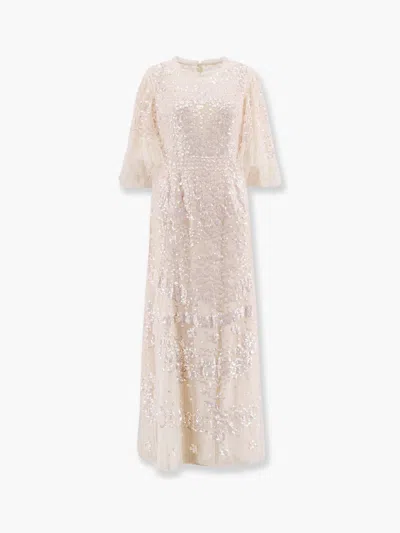 Needle & Thread Tulle Long Dress With All-over Sequins In Neutral