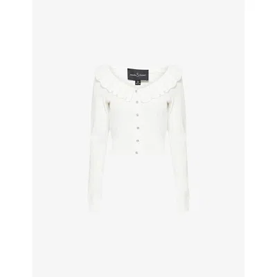 Needle & Thread Womens Needle And Thread Collared Pointelle Knit Cardigan