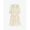 NEEDLE & THREAD WOMENS CREAM ELINA ROSE BALLERINA WOVEN MIDI DRESS