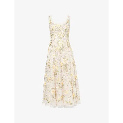 Needle & Thread Embroidered Florine Scoop-neck Ballerina Dress In Multi