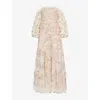 Needle & Thread Womens Lunaria Wreath Off-shoulders Woven Maxi Dress Cream In Cream