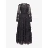 Needle & Thread Womens Dot Shimmer Woven Ankle Gown Graphite In Graphite