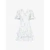 Needle & Thread Womens Moonshine Blue Ophelia Ruffled Recycled-polyester Mini Dress In Moonshine Blue