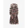 Needle & Thread Womens Midnight Dance Frilled-trim Recycled-nylon Midi Dress Graphite In Graphite