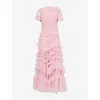 Needle & Thread Womens Needle And Thread Wild Rose Short-sleeves Woven Maxi Dress In Sugar Pink