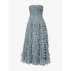Needle & Thread Womens Needle And Thread Hattie Ruffled Woven Gown In Gray
