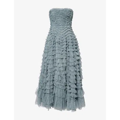 Needle & Thread Womens Needle And Thread Hattie Ruffled Woven Gown In Gray