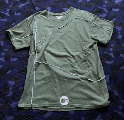 Pre-owned Needles 100% Authentic  Olive Green Rebuild Tee Size Small