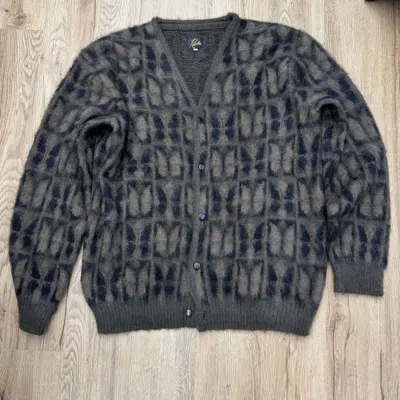 Pre-owned Needles 23aw Mohair Cardigan Olive Missing Button In Green