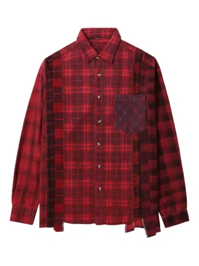 Needles 7 Cuts Wide Patchwork Frayed Shirt In Red