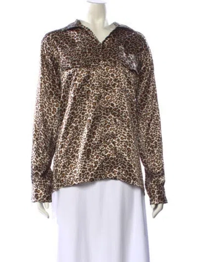 Pre-owned Needles Animal Print Cowl Neck Sweatshirt In Brown