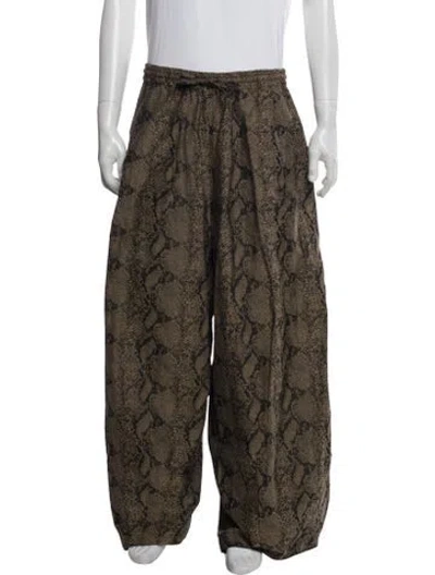 Pre-owned Needles Animal Print Joggers In Green