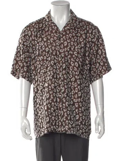 Pre-owned Needles Animal Print Short Sleeve Shirt In Brown