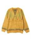 Needles Argyle Buttoned Cardigan In Yellow