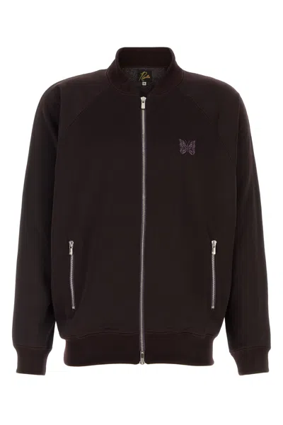 Needles Aubergine Tech Fabric Oversize Sweatshirt In Brown