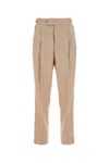 Needles Pleated Cropped Trousers With Embroidered Check Pattern In Beige