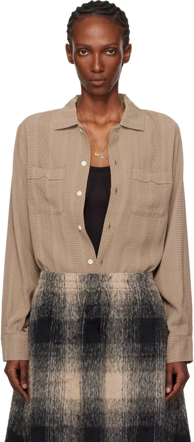 Needles Beige Open Collar Shirt In Brown