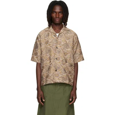 Needles Beige Paisley Jacquard Cabana Shirt In Brown