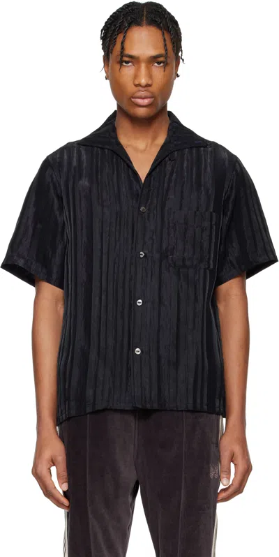 Needles Black & Purple Italian Collar Shirt In A-purple