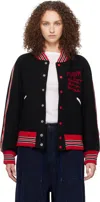 Needles Black Deconstructed Letter Bomber Jacket In Black