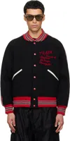 Needles Black Deconstructed Letter Bomber Jacket In Black