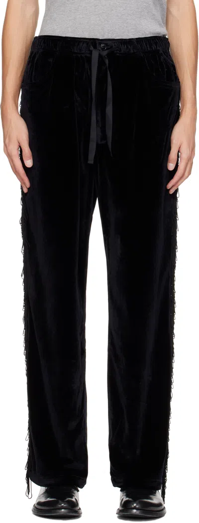 Needles Black Fringe String Easy Track Pants In B-black