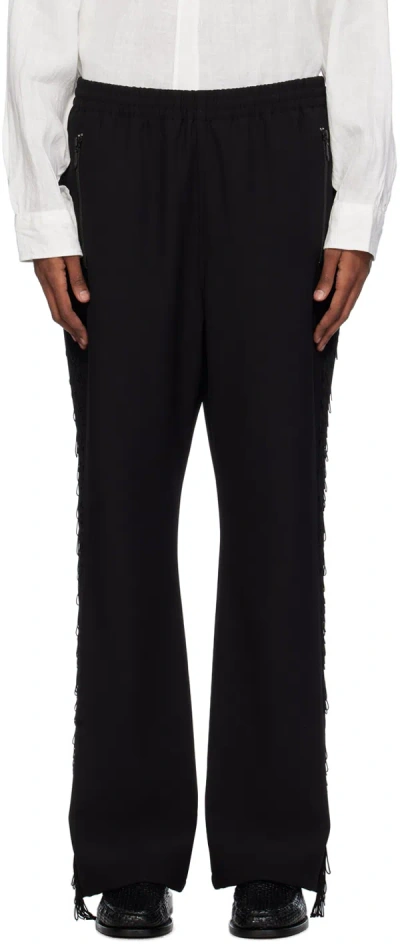 Needles Black Fringed Track Pants In D-black