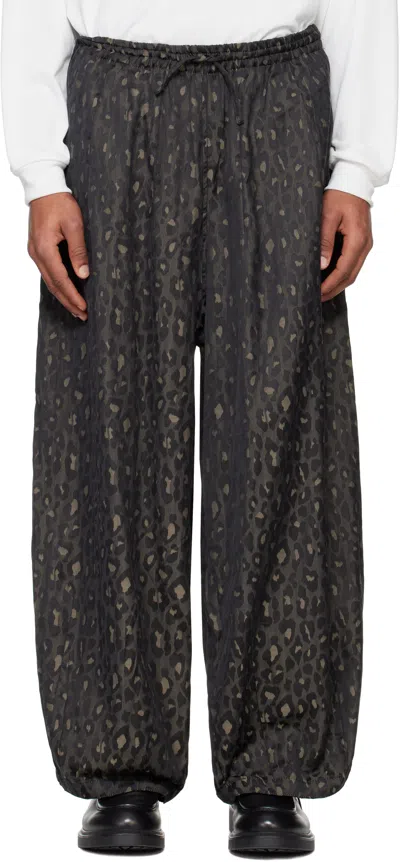 Needles Black Leopard H.d. Trousers In B-leopard